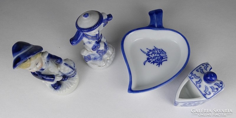 1Q264 Kék-fehér porcelán dísztárgy csomag 4 darab