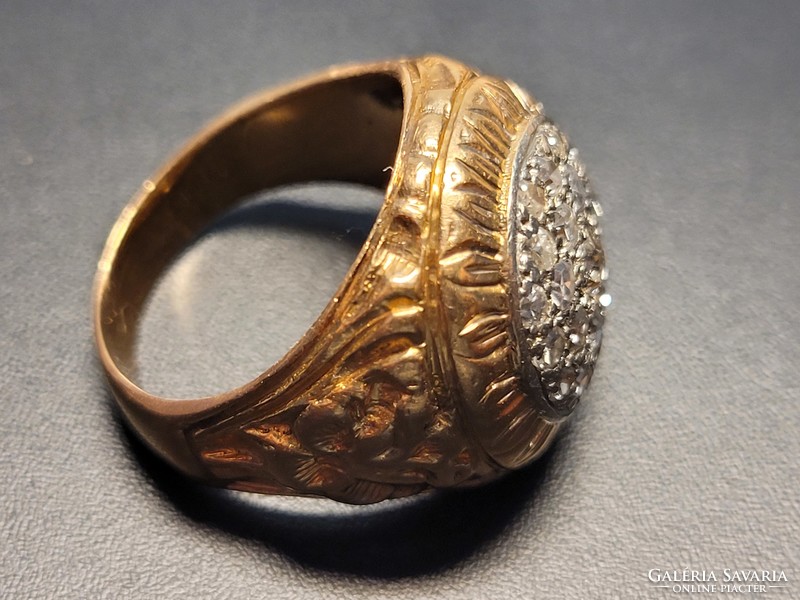 Brill gyűrű, 18 k arany, 18,9 g