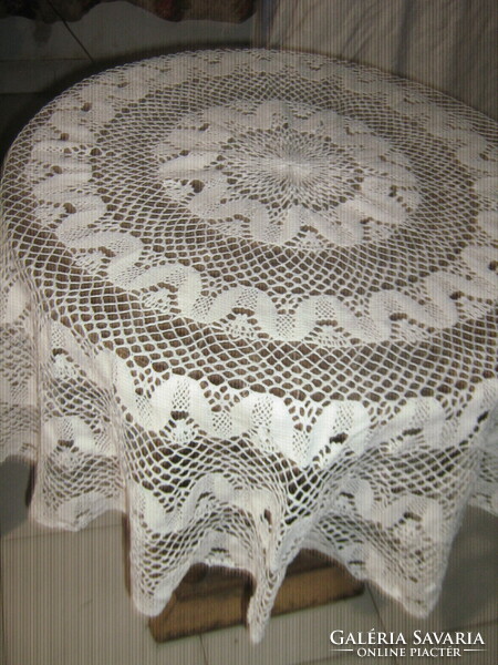 Beautiful white round lace tablecloth