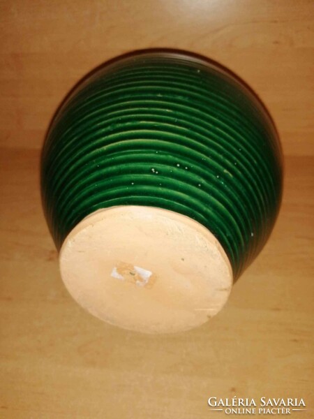 Zöld mázas kerámia kancsó, kiöntő 23 cm