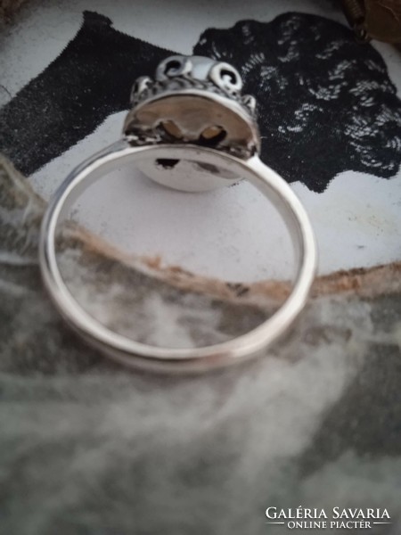 Régi ezüstözött gyöngyös gyűrű