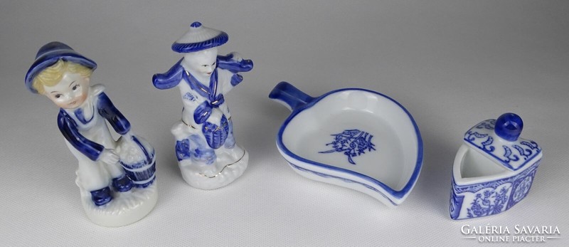 1Q264 Kék-fehér porcelán dísztárgy csomag 4 darab