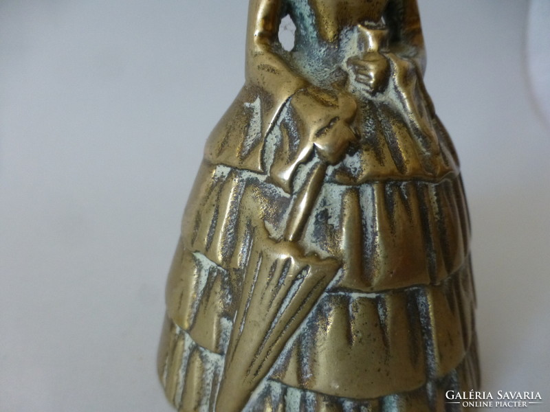 Antik sárgaréz cselédhívó csengő. Viktoriánus,lány alakú