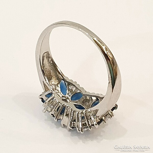 925 kék kristályos ezüst gyűrű