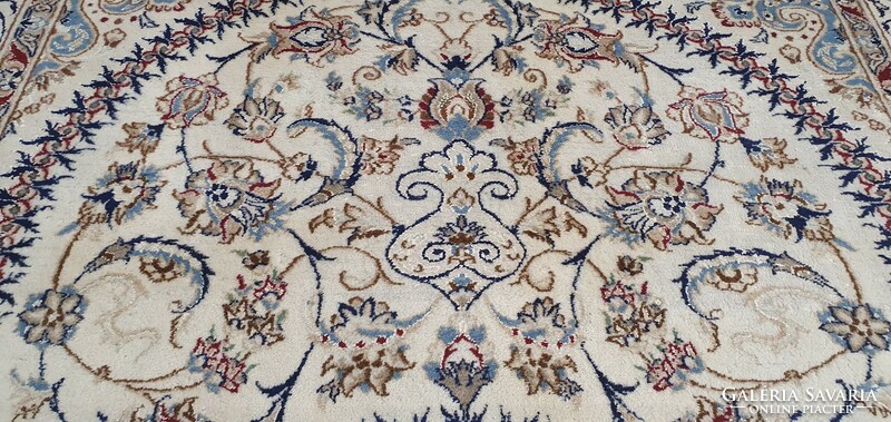 Km59 fabulous Iranian nain silk contour hand-knotted wool Persian carpet 195x295cm free courier