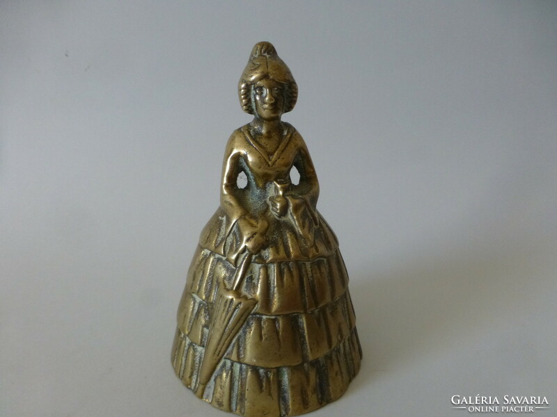 Antik sárgaréz cselédhívó csengő. Viktoriánus,lány alakú