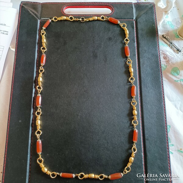 82 cm long mineral necklace with copper spacers