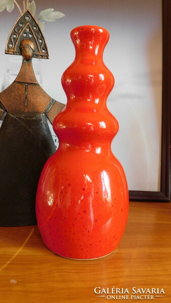 Fire red retro industrial art vase - 24.5 Cm - mid century