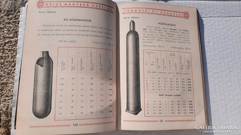 Régi árjegyzék - Weiss Manfréd Acélcső gyártmányok 1939.