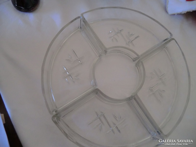 Etched glass bowl set of 4 quarter articles for salad and cake serving table 12-23 c