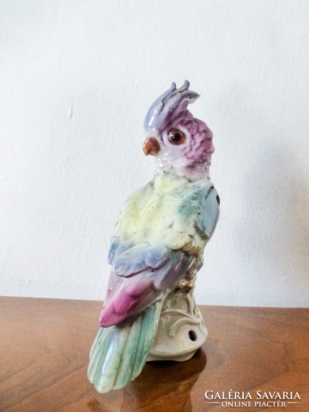 Antique German cockatoo figure, lamp