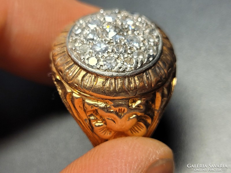 Brill gyűrű, 18 k arany, 18,9 g