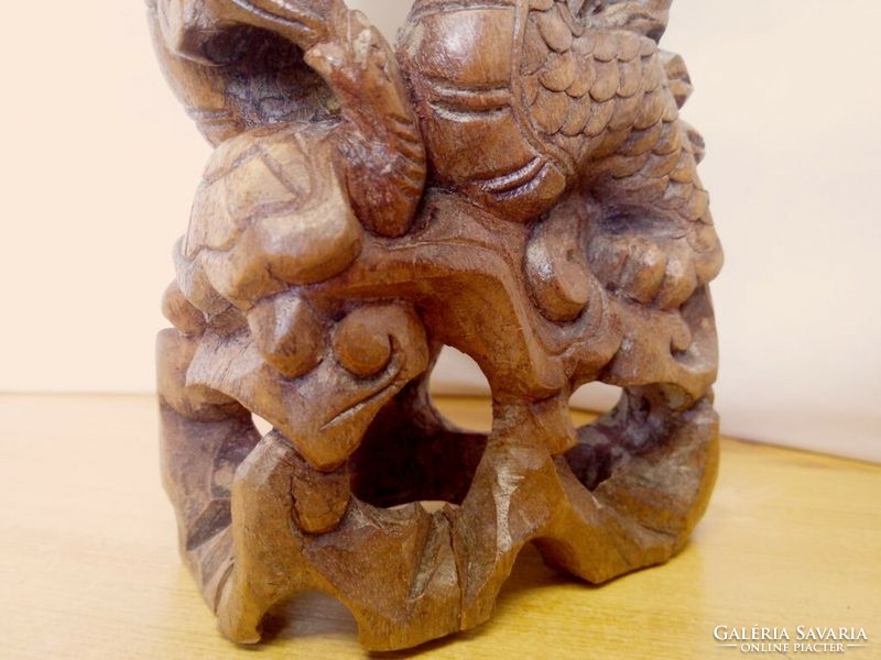 Japanese openwork multi-person carving. Sculpture carved from solid oriental rosewood. Handcrafted rarity