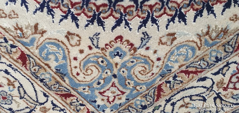 Km59 fabulous Iranian nain silk contour hand-knotted wool Persian carpet 195x295cm free courier