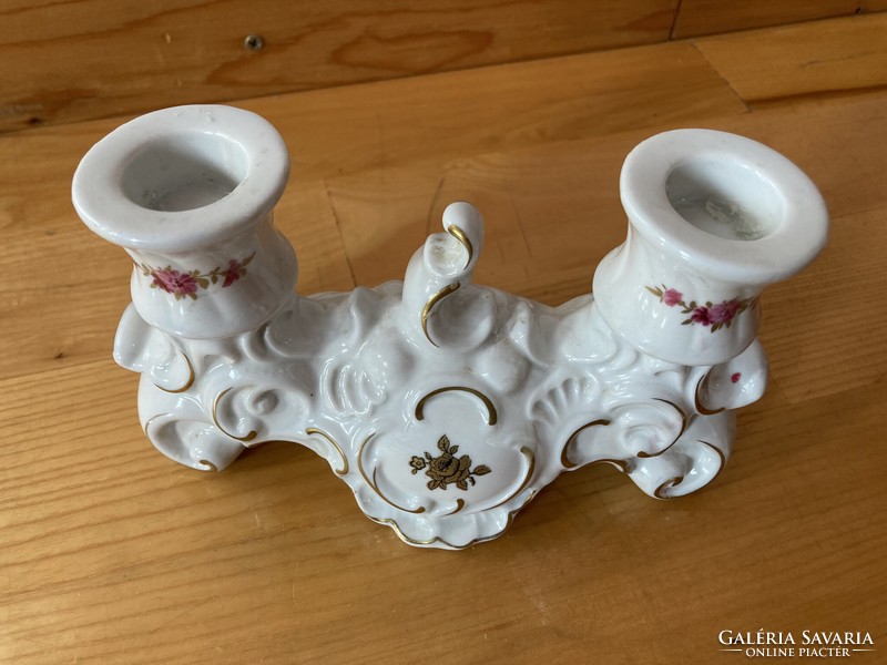Wallendorf német porcelán 2 ágú asztali gyertyatartó