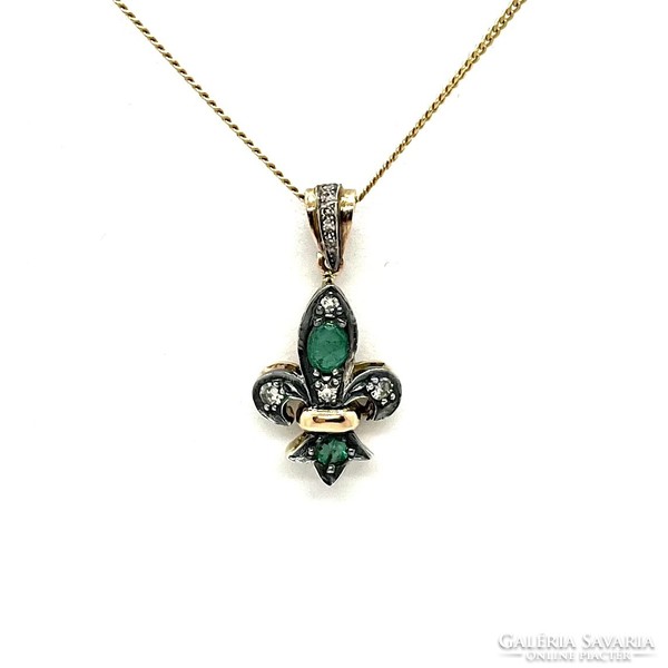 4666. Lily of Anjou pendant with emerald and diamond