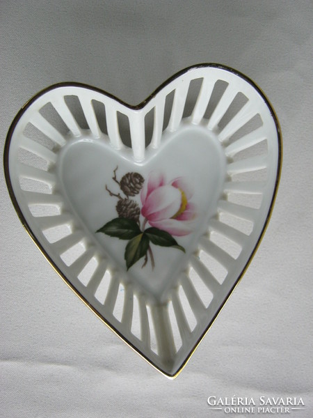 Bavaria porcelán szív alakú tálka rózsa mintával