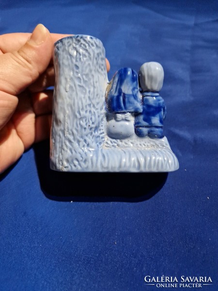 Dutch blue porcelain couple's small vase
