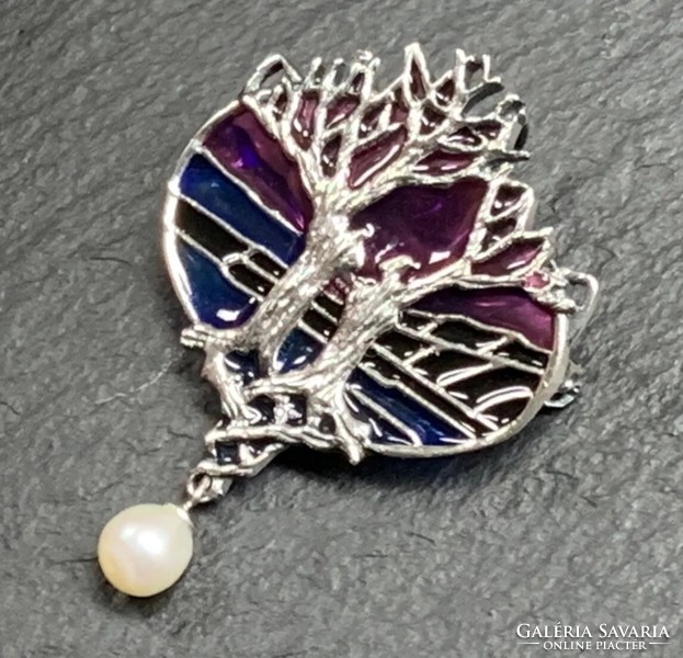 Tree of life pendant/brooch with fire enamel silver /925/ --new