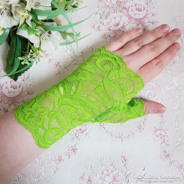 Wedding kty70 - 16cm one finger apple green lace gloves