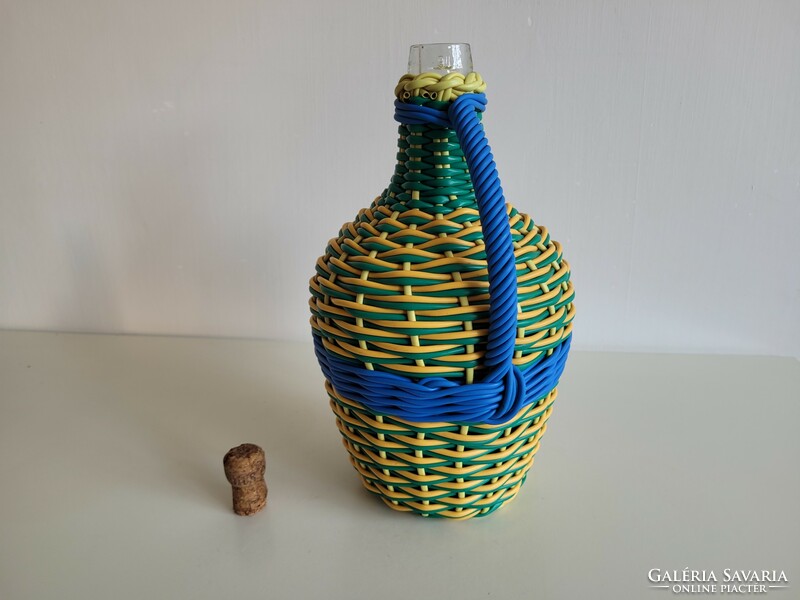 Vintage old wicker large glass 33 cm bottle demison