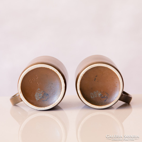 Pair of brown ceramic mugs