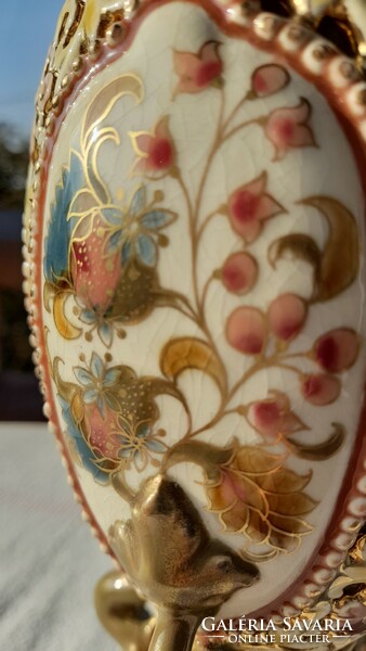 Decorative ceramics from the Zsolnay Renaissance series, 1880s