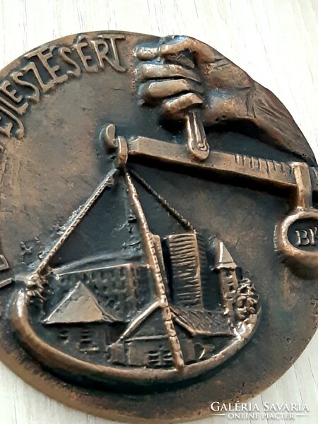 The county council of Bács-Kiskun and the patriotic People's Front ...For settlement development - large bronze plaque