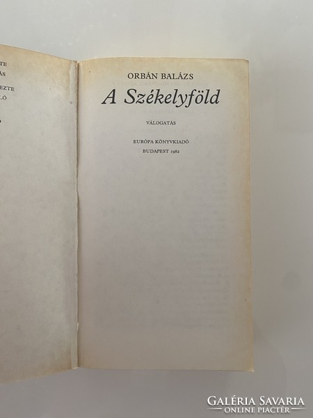 Orbán Balázs A Székelyföld 1982 Európa Könyvkiadó Budapest