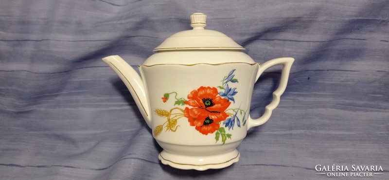 5 Zsolnay teás kanna, pipacsos, kék virágos, apró virágos. Manófüles+barokk