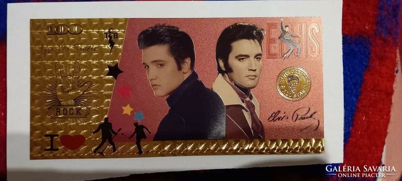 Elvis - colorful, gold-plated, plastic fantasy sheet. HUF 1000/pc.