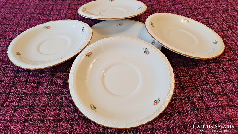 Remains of Epiag royal, Czechoslovak porcelain coffee set. 5 Pcs. Cup, plate. 14 cm diameter.