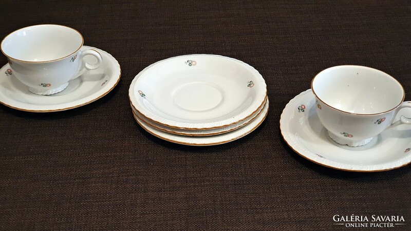 Pieces of Epiag royal, Czechoslovak porcelain, coffee set. 3 pcs. Coffee cup, 5 pcs. Cup base, plate