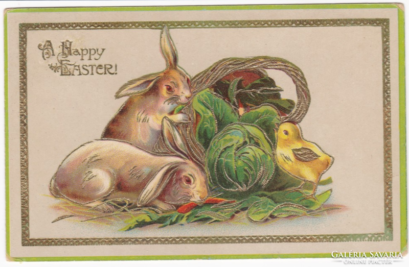 Boldog Húsvétot - aranyozott, dombornyomásos képeslap