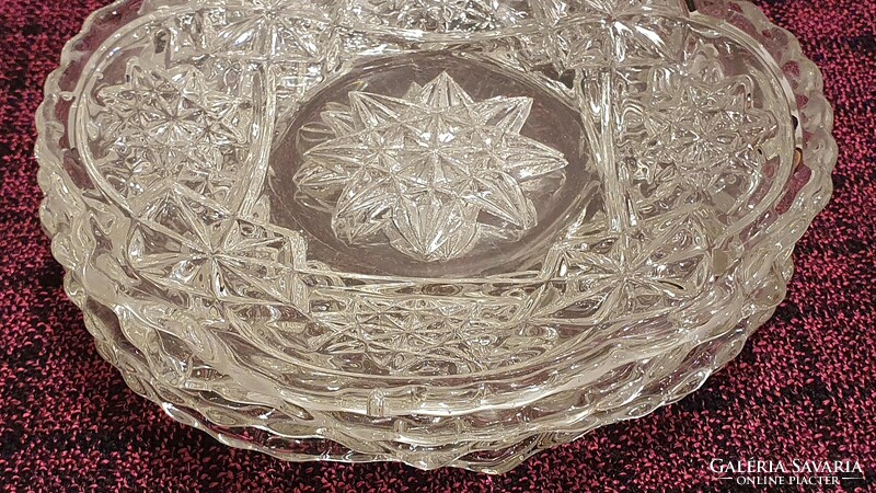 4 Pcs. Polished, lead crystal, cake plate. 15 cm diameter.