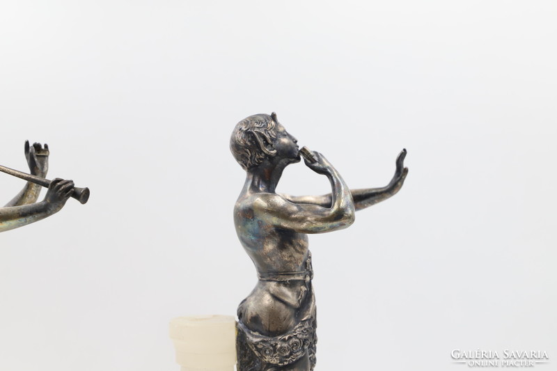 Pair of silver-plated bronze fauns