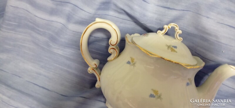 5 Zsolnay teapot, poppy, blue flower, small flower. Elf-eared + baroque