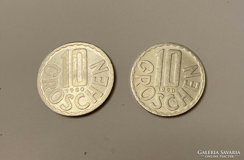 10 and 50 groschen 3 pieces Austria Austrian metal money package