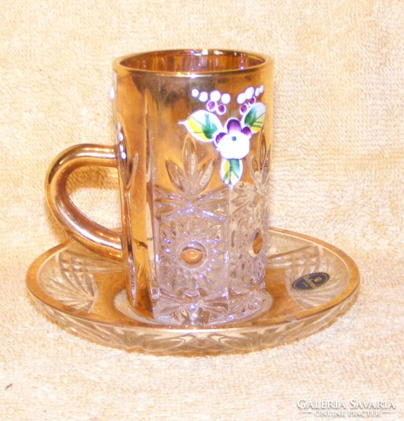 Bohemia glass cup with coaster