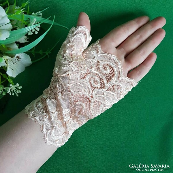 Wedding kty77 - 16cm one finger peach colored lace gloves