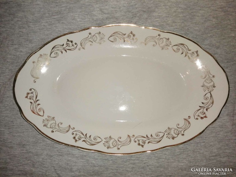 Antik aranyozott porcelán kínáló, asztalközép 22,5*36 cm (A5)