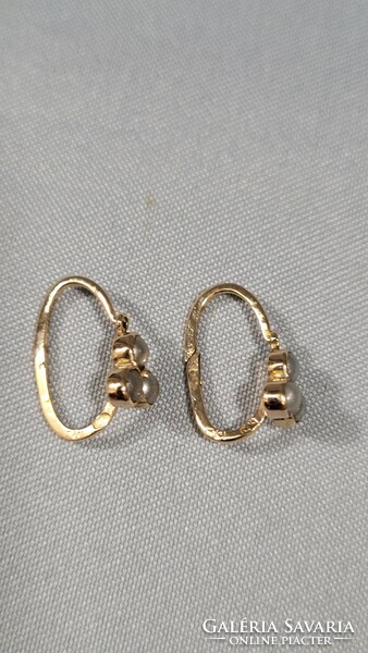 Antique 14k gold children's earrings with pearls 1.1 g