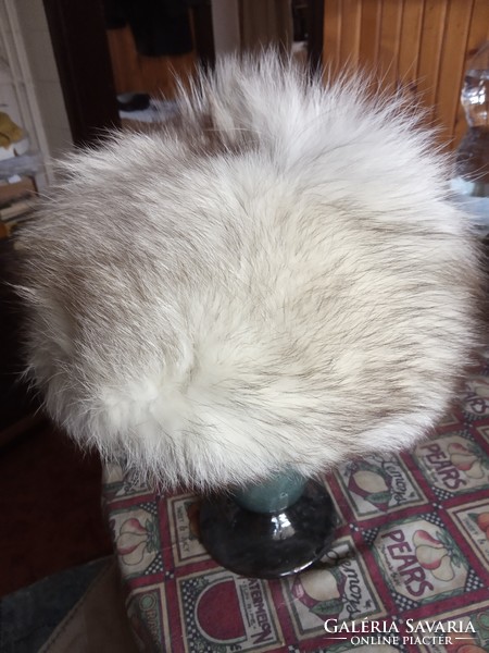 Silver fox fur hat cap fur hood