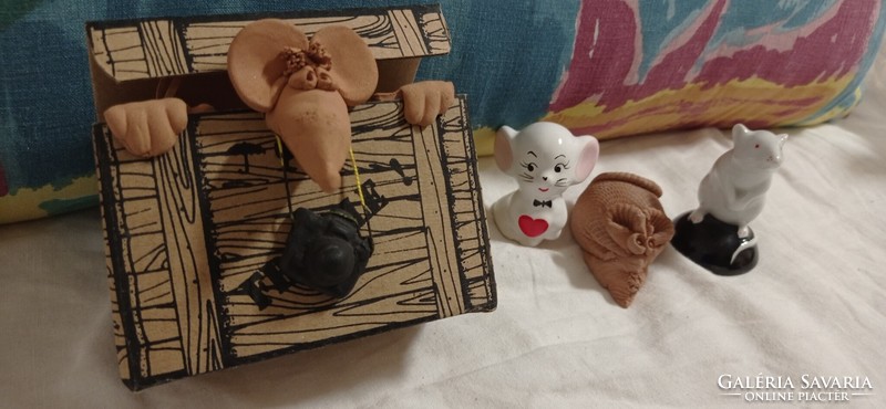 Porcelain, ceramic rodents: mouse, rat, gift. Lecsó, algernon.