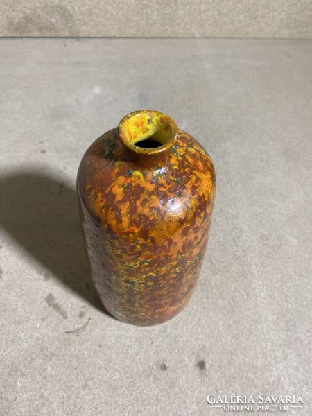 Tófej, brown, orange glazed large ceramic vase. 2235