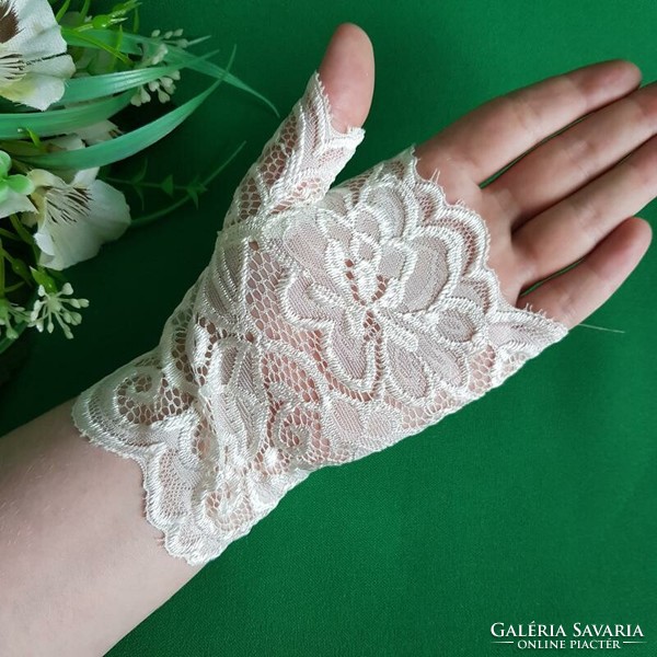 Wedding kty76 - 16cm one finger lace gloves with ecru flower pattern