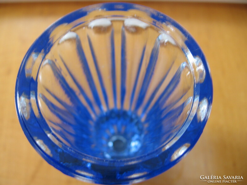 Retro art deco blue snowflower, violet vase