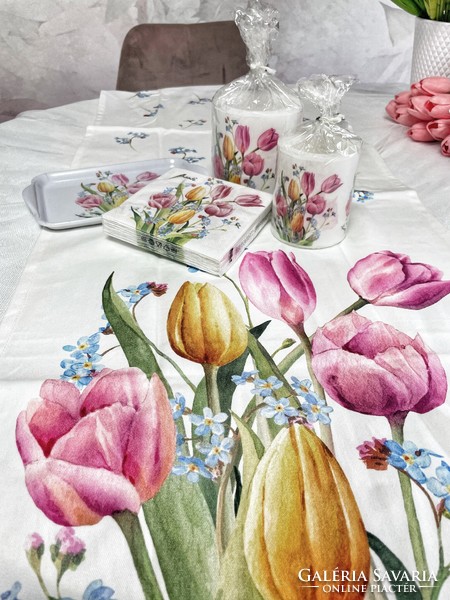 Meseszép tulipános asztali dekorációs készlet