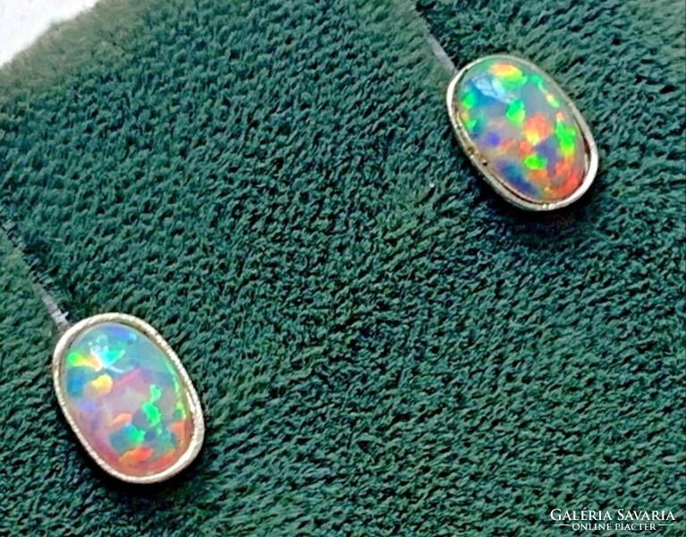 Noble opal gemstone/sterling silver earrings, 925 - new