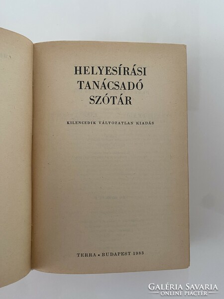 Helyesírási tanácsadó szótár 1983 Terra Budapest